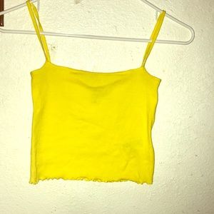 yellow cropped h&m top
